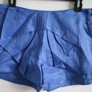 Blue Linen Bow Shorts